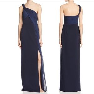 NWT Aiden Mattox One Shoulder Black Gown